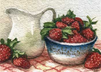 "Berries 'N' Cream" by Patricia Gergetz, West Bend WI - Watercolor - SOLD